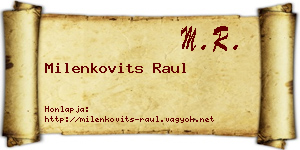 Milenkovits Raul névjegykártya